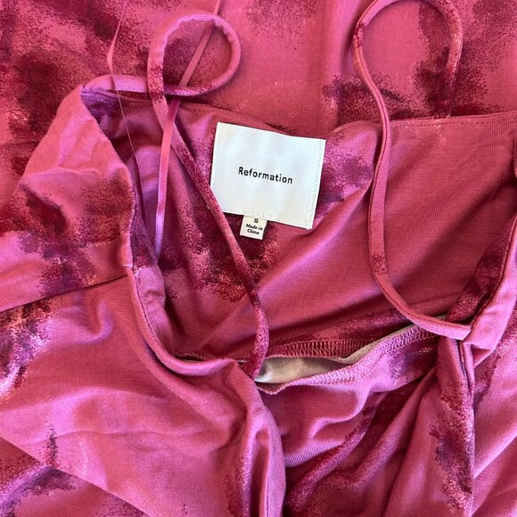 NEW Reformation Elise Midi Knit Dress Small Hothouse Rose Floral - Picture 7 of 9